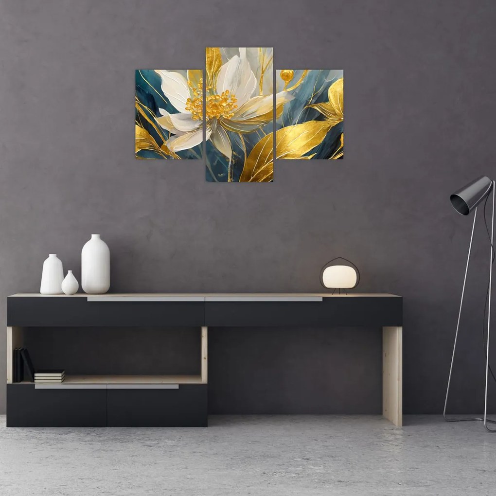 Tablou - Pictura de flori de aur (90x60 cm)