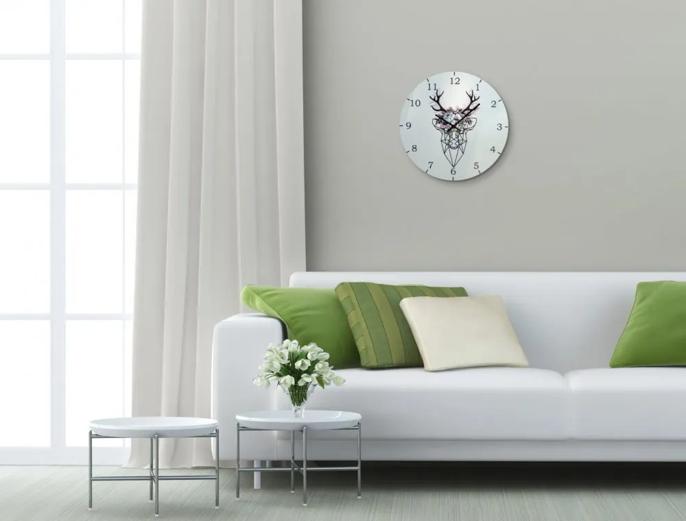 Ceas de perete alb de design cu cerb 30 cm