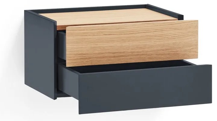 Noptieră gri antracit-natural cu aspect de lemn de stejar Otto – Teulat