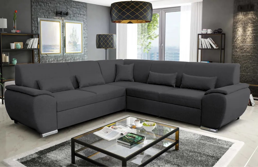 Set canapea, dreapta, material textil gri închis, AMILA ROH