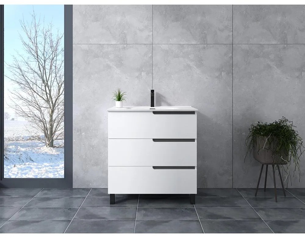 Torino White Dulap de baie cu lavoar 100cm