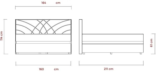 Pat tapițat GINA 160x200 cm, bej, cu saltele incluse și spațiu de depozitare