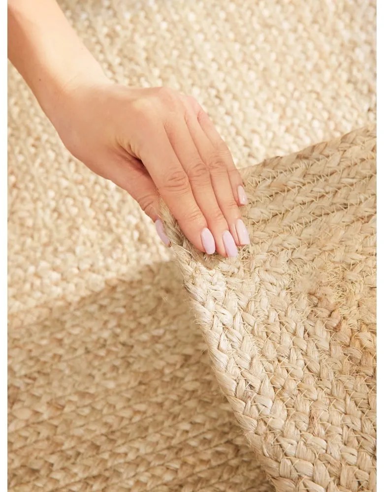 Covor tip traversă culoare naturală deschisă reversibil, țesut manual din iută 80x200 cm Sharmila Natural White – Hanse Home