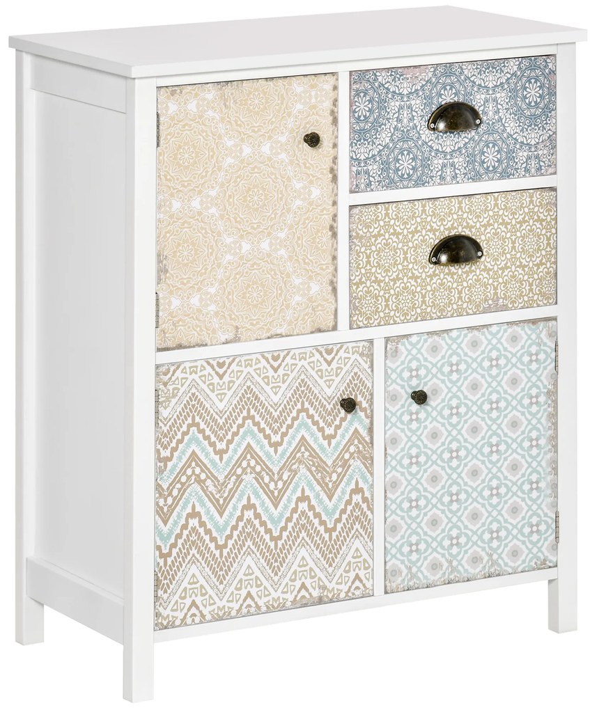 Homcom Mobiletto con Cassetti Colorati in Stile Moderno, 68x34x76cm