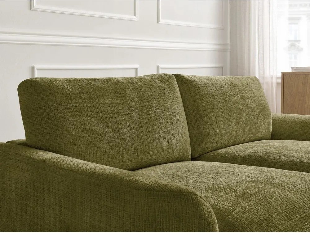 Colțar kaki cu tapițerie din chenille (cu colț pe partea dreaptă/cu șezlong) Leonore – Bobochic Paris