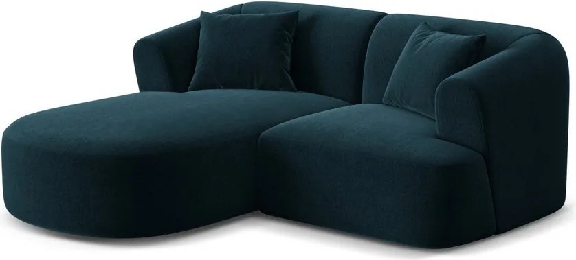 Colțar petrol cu tapițerie din catifea (cu colț pe partea stângă/cu șezlong) Campi – Cosmopolitan Design