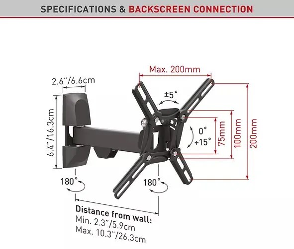 Suport TV perete Barkan FM 13-43" 25kg