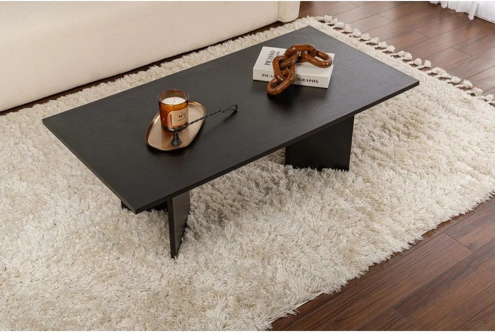 Măsuță de cafea neagră cu aspect mat 60x119 cm Sabin – Kalune Design