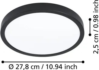 Eglo 901299-LED Plafonieră LED FUEVA, 14,2 W, 230 V, 2700/4000/6500 K, Ø 27,8 cm, neagră