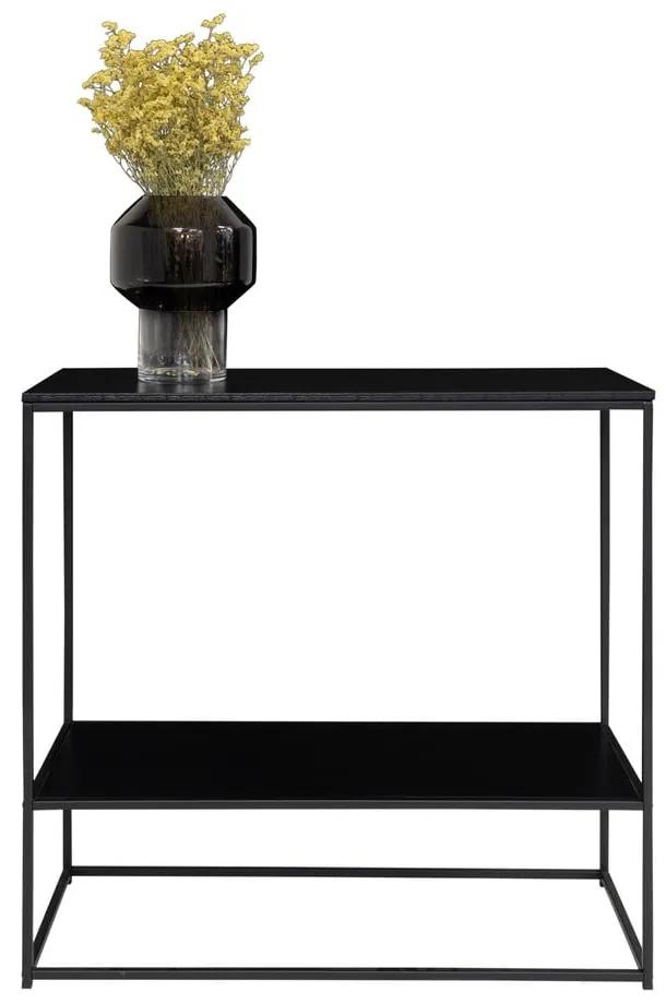 Masă consolă neagră cu blat negru 80x36 cm Vita – House Nordic
