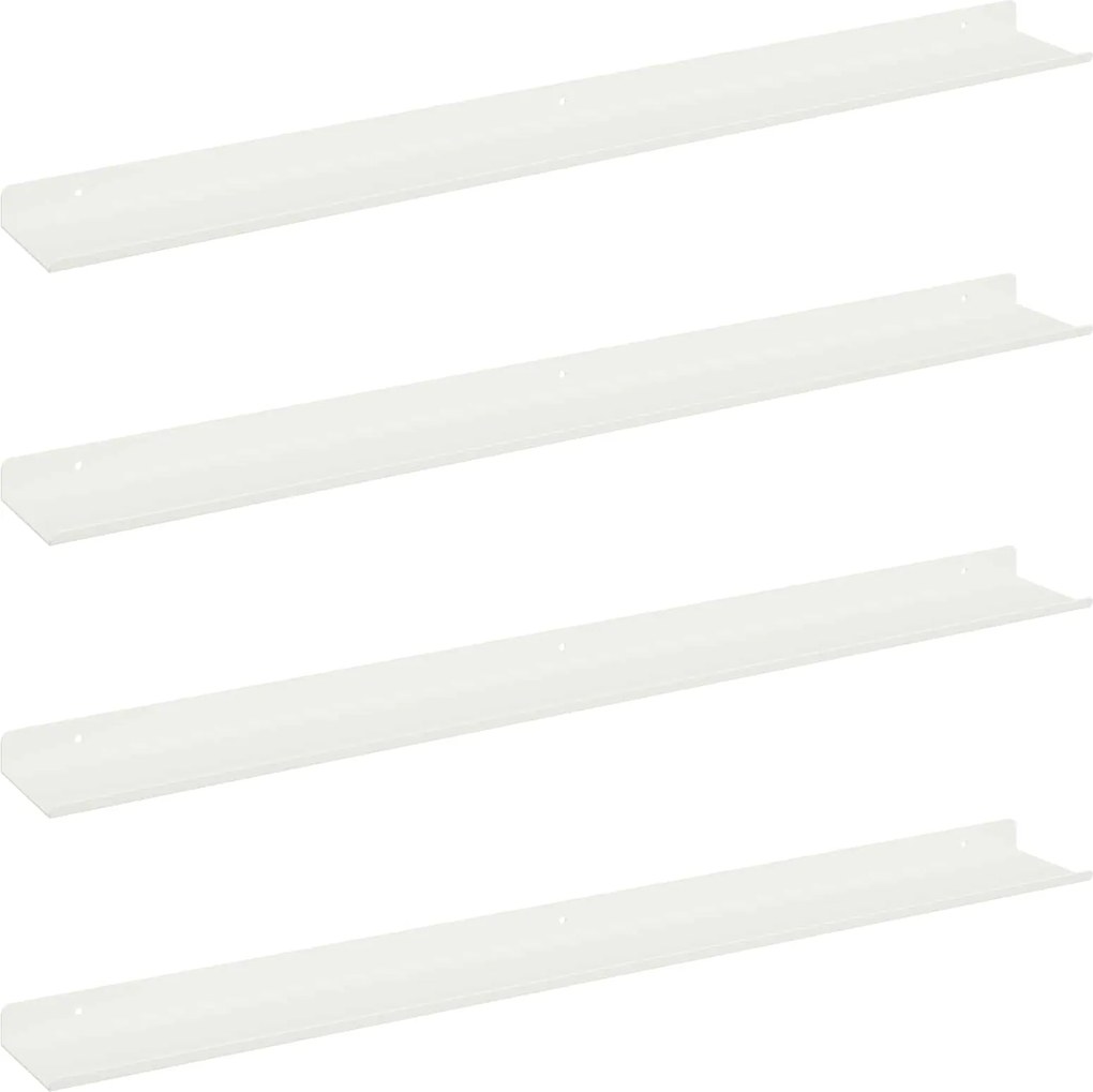 vidaXL Raft suspendat Pe perete 4 pcs Alb 80 x 9 x 2,5 cm Oțel