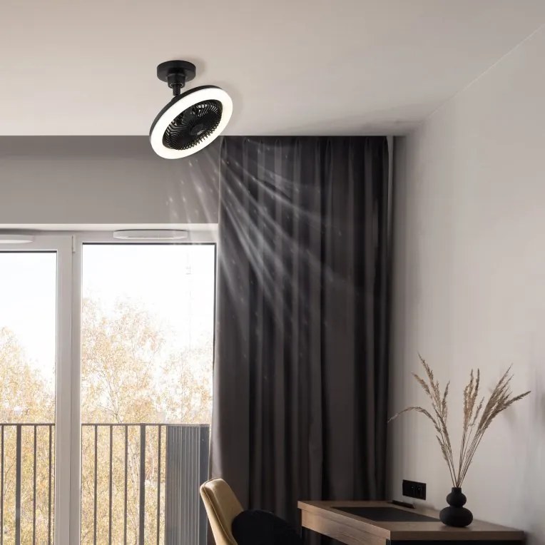 Lustra LED cu Ventilator si telecomanda LIDEA negru