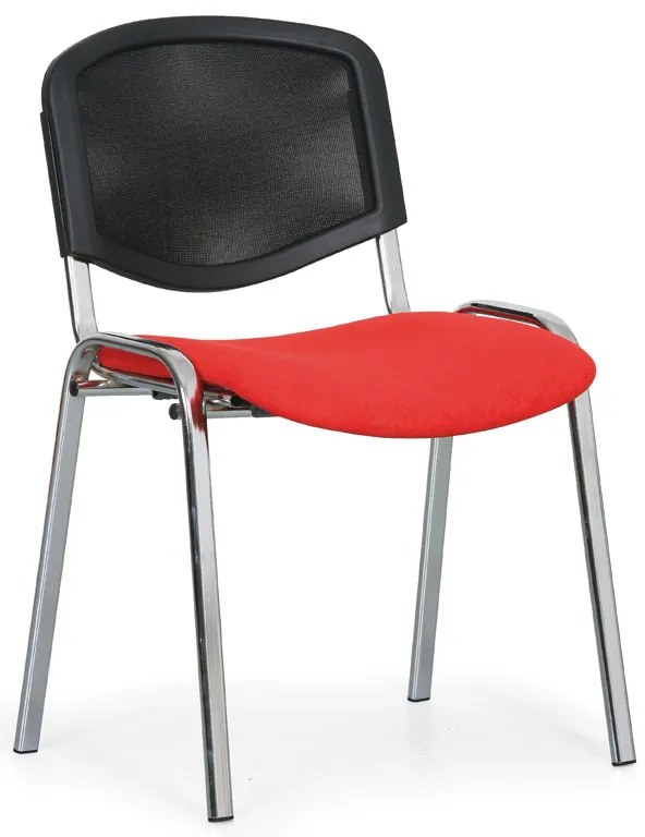 Scaun de conferinta Viva Mesh - picioare cromate, rosu/negru