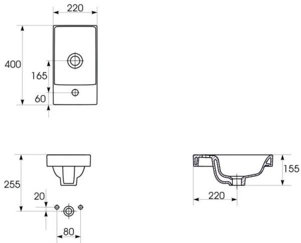 Cersanit S801-218-DSM — corp de baie MODUO SLIM cu lavoar, 40 cm, alb lucios