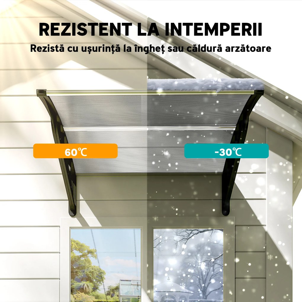 Outsunny Copertina moderna din policarbonat, 110x60x18 cm, gri | Aosom Romania