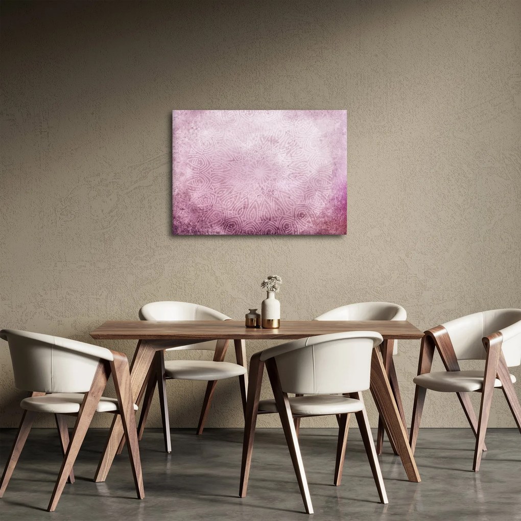 Tablou - Mandala pe zid roz (70x50 cm)