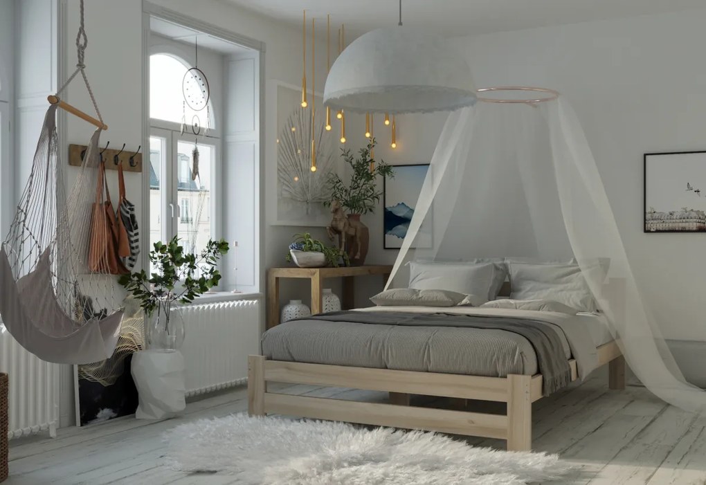 Expedo Pat din lemn masiv HEUREKA + somiera GRATUIT, 120x200, alb