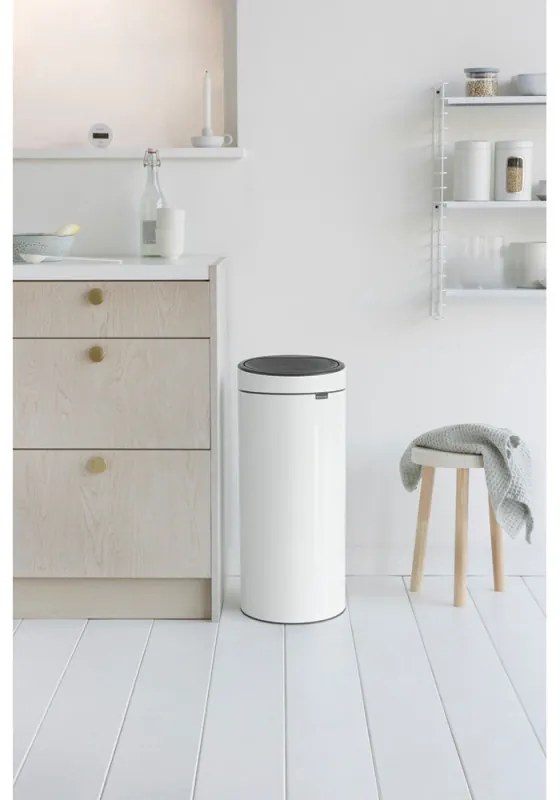 Cos de gunoi Brabantia Touch Bin New 649999, 30 L, Inchidere silentioasa si lina, Alb