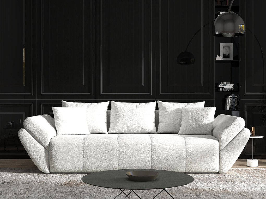 Canapea extensibilă dumonde cu ladă de depozitare si sezut confortabil din spuma high-density, Berlin Euphoria Ivory 250x100 cm