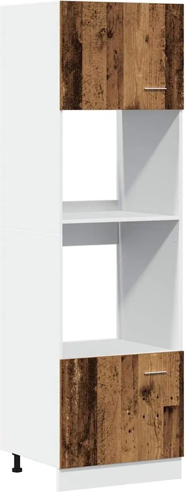 vidaXL Dulap cuptor microunde “Lyon”, Lemn vechi, 60 x 57 x 207 cm