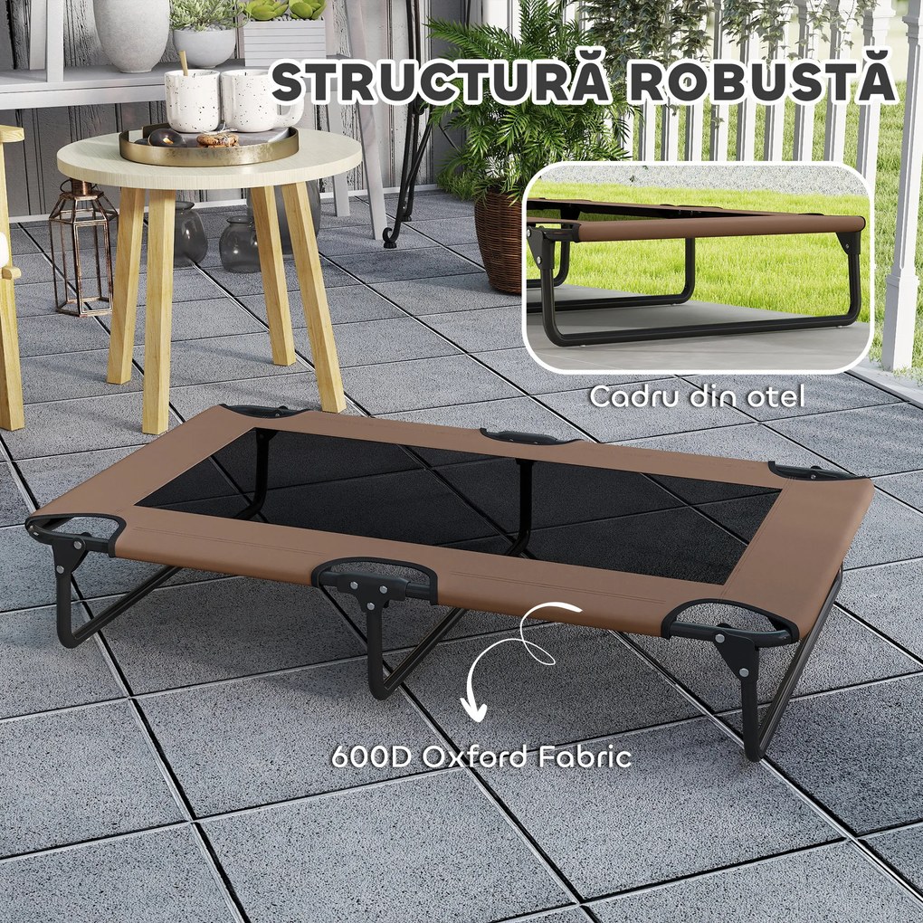PawHut Pat Pliabil pentru Câini Mari cu Țesătură Tip Plasă, 107x61x20cm, Maro | Aosom Romania