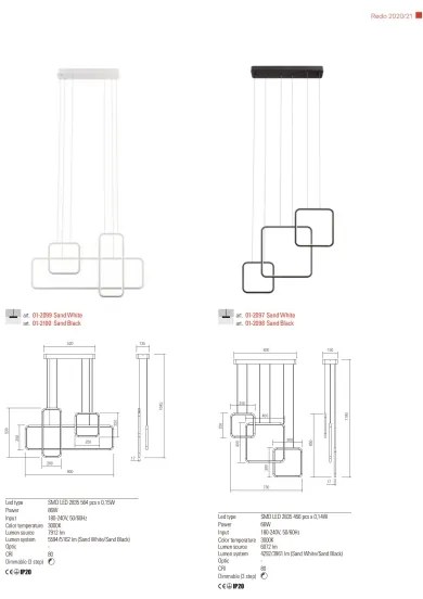 Redo 01-2099 - Lustră LED dimerizabilă suspendată pe cablu THAI, 86W/230V, alb