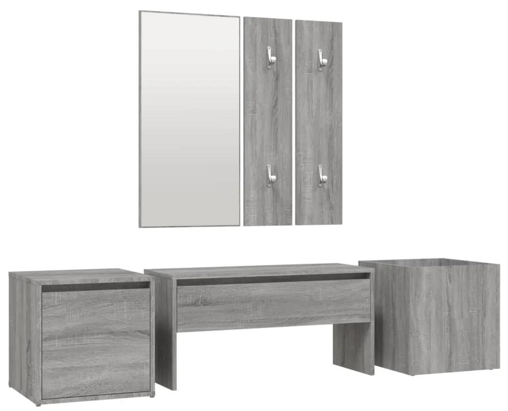 3120201 vidaXL Set de mobilier pentru hol, gri sonoma, lemn prelucrat