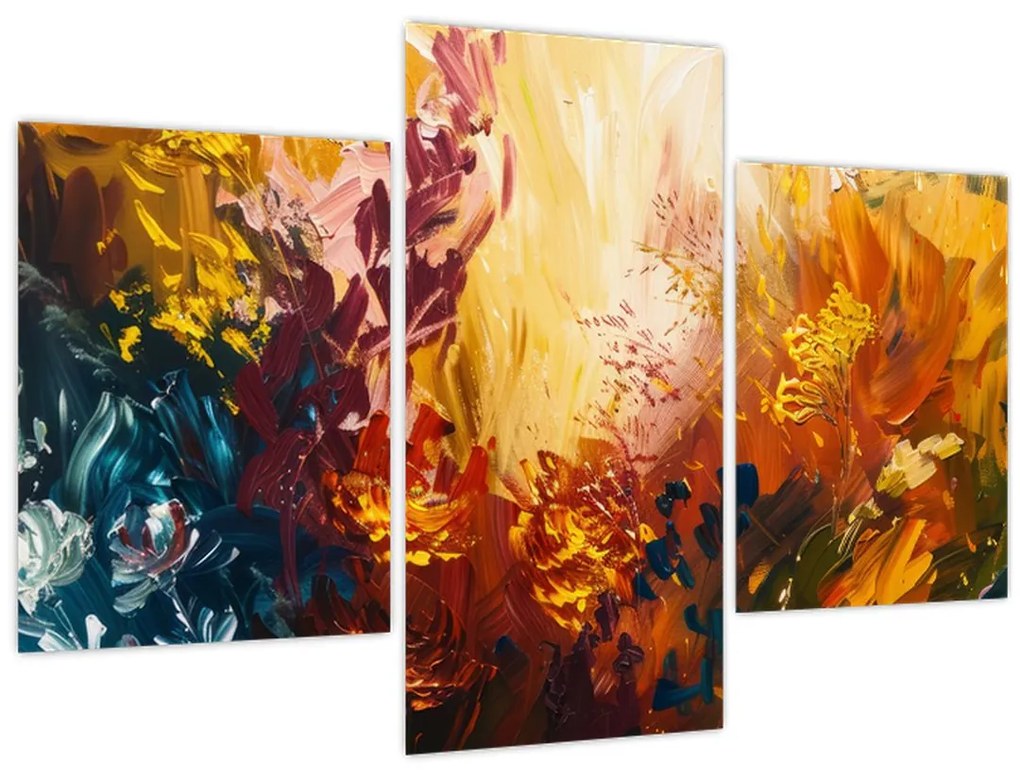 Tablou - pictură abstractă de flori (90x60 cm)