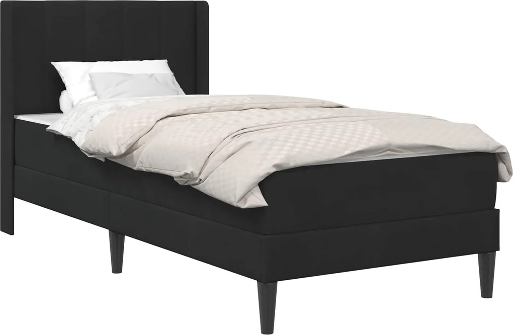 vidaXL Cadru de pat cu saltea Negru 80 x 200 cm Catifea