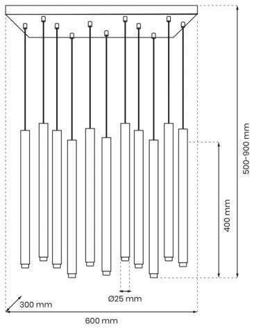 Lustră pe cablu MONZA 11xG9/8W/230V neagră