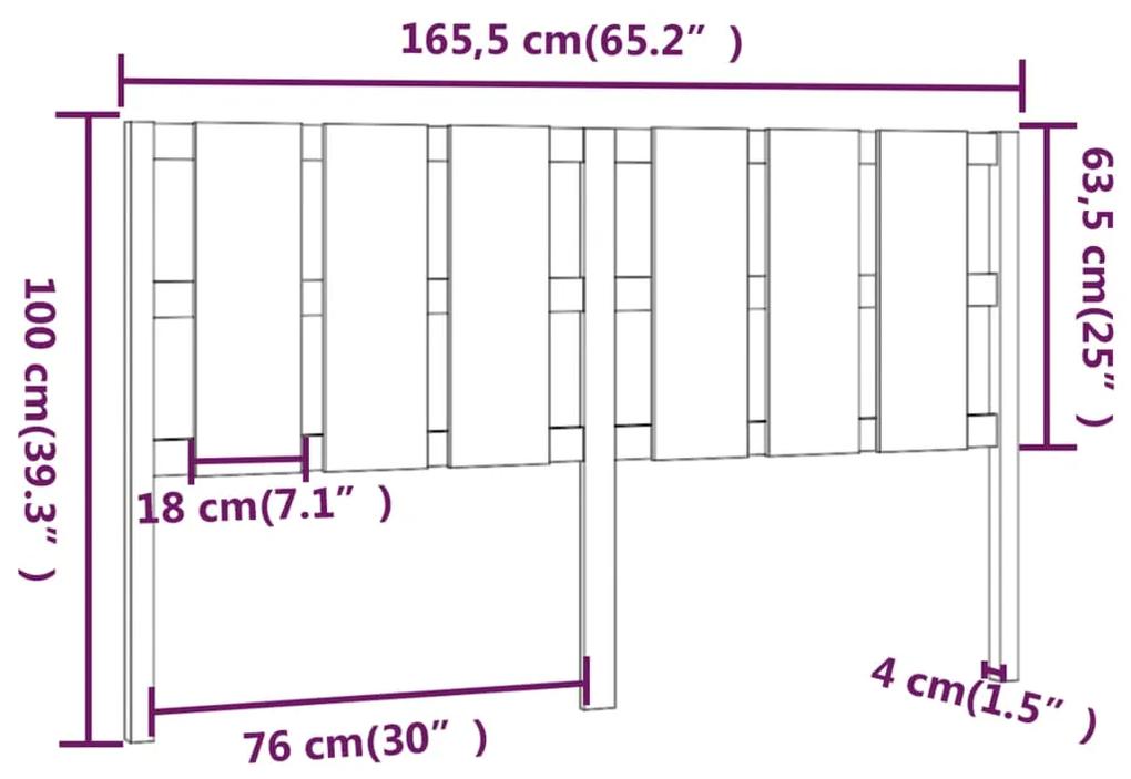 Tablie de pat, 165,5x4x100 cm, lemn masiv de pin 1, Maro, 165.5 x 4 x 100 cm