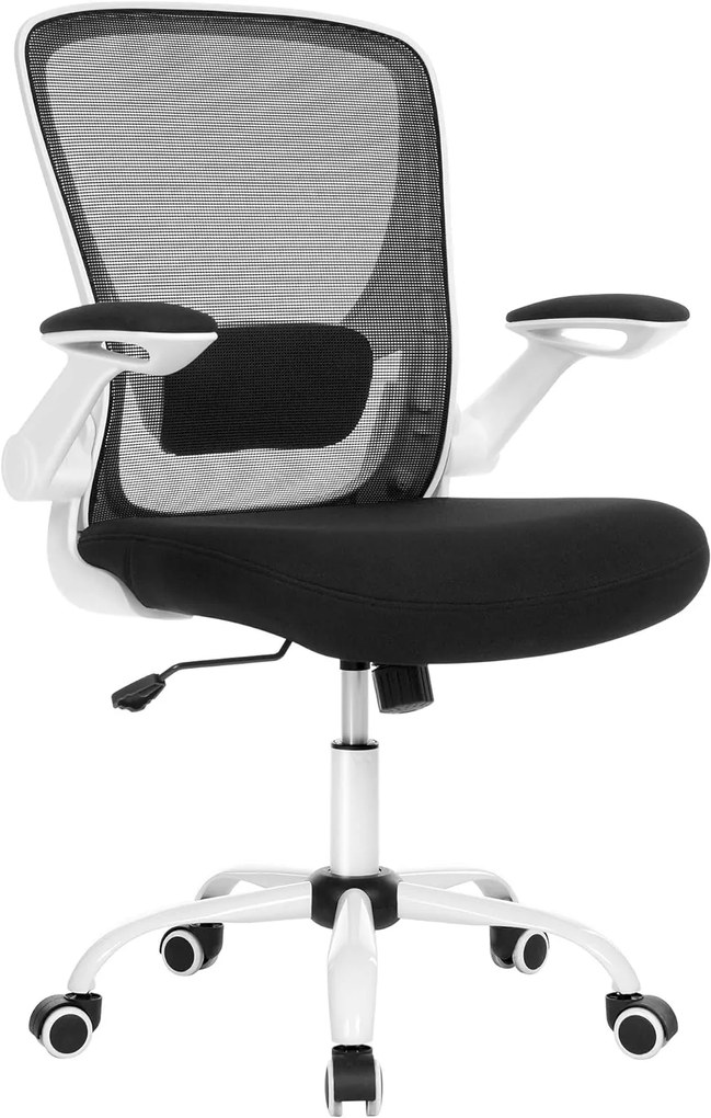 Scaun de birou ergonomic , cotiere rabatabile , alb-negru