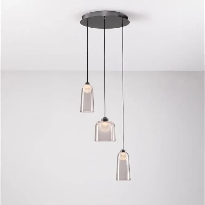 Lustra cu 3 pendule LED, Metal, Negru, Acrilic, DIONE