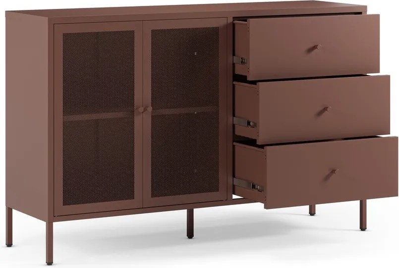 Comodă burgundy din metal 140x90x40 cm Fayna – Marckeric
