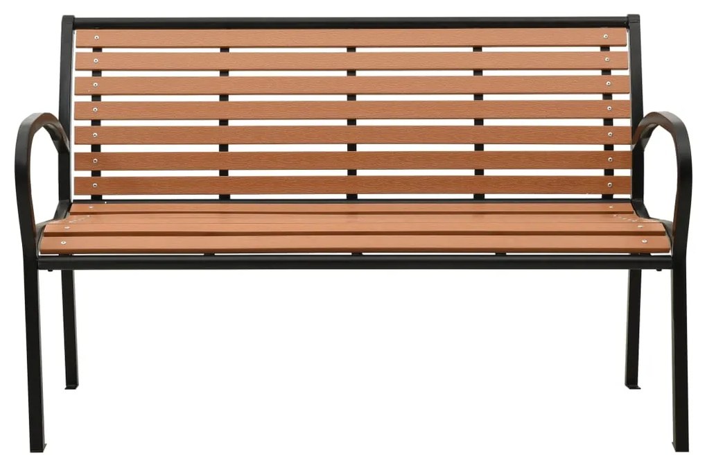 312035 vidaXL Bancă de grădină, negru și maro, 125 cm, oțel și WPC