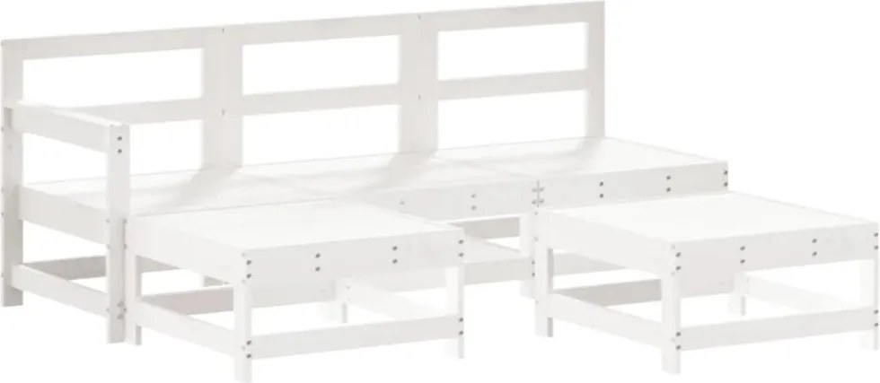 vidaXL Set mobilier relaxare de grădină 5 piese alb lemn masiv de pin