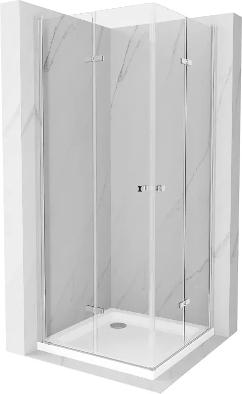 Mexen Lima Duo cabină de duș pliabilă 90 x 90 cm, transparentă, crom + cadă Flat - 856-090-090-01-02-4010