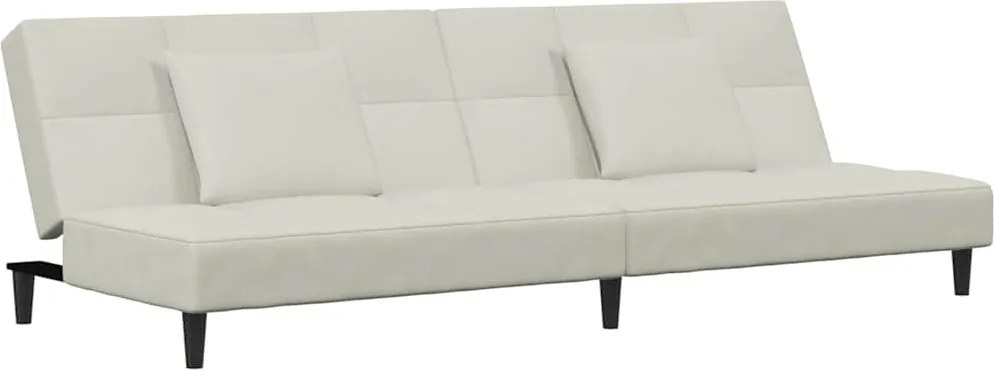 vidaXL Canapea extensibilă cu 2 locuri, 2 perne, crem, catifea