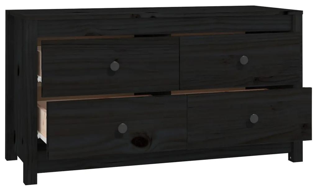 Dulap lateral, negru, 100x40x54 cm, lemn masiv de pin 1, Negru, 100 x 40 x 54 cm