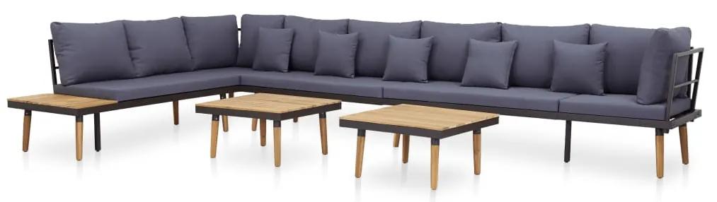 Set mobilier de gradina 8 locuri cu perne lemn masiv de acacia Morke gra, 1
