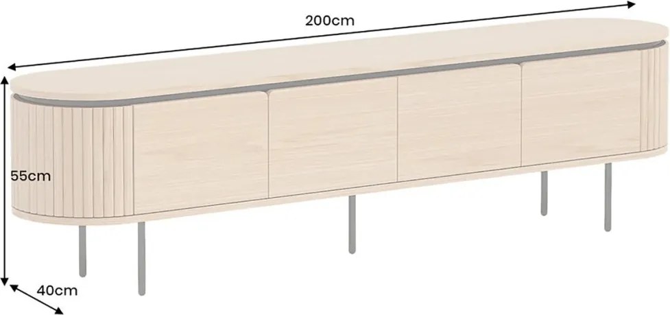 Comoda TV cu furnir de stejar ATELIER 200cm