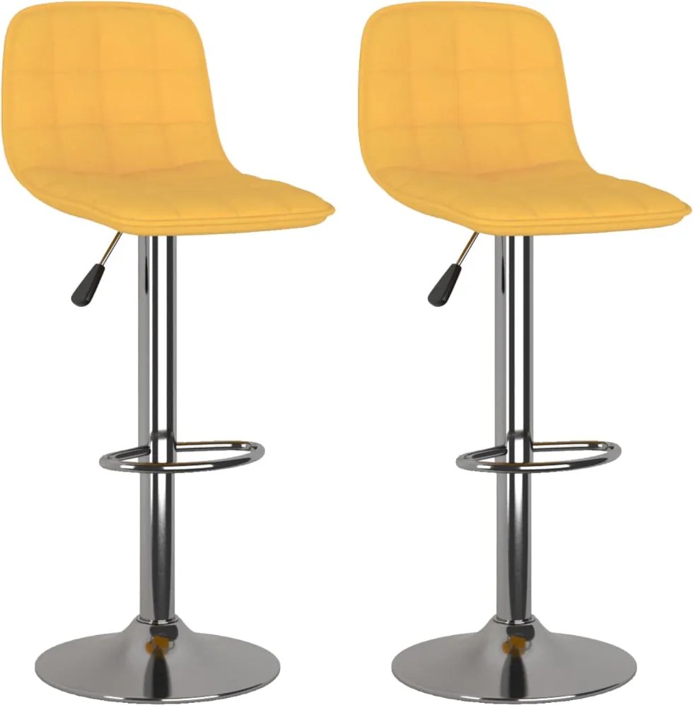 vidaXL Scaune de bar, 2 buc., galben, material textil