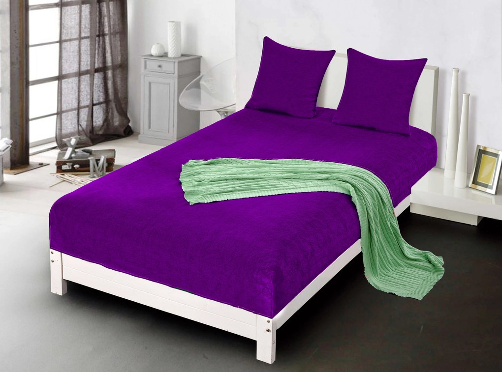 Cearsaf Cocolino microplus cu elastic SOFT 90x200 cm mov inchis