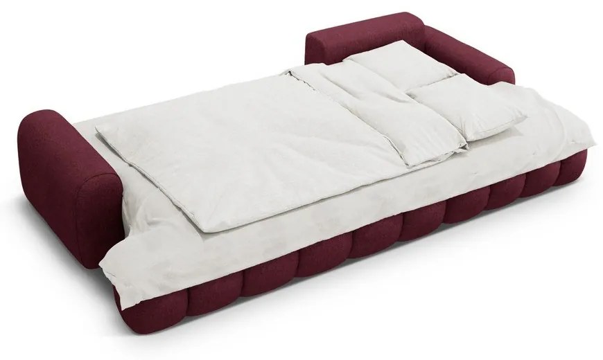 Colțar burgundy extensibil/cu spațiu de depozitare (cu colț pe partea dreaptă/cu șezlong) Linz – Cosmopolitan Design