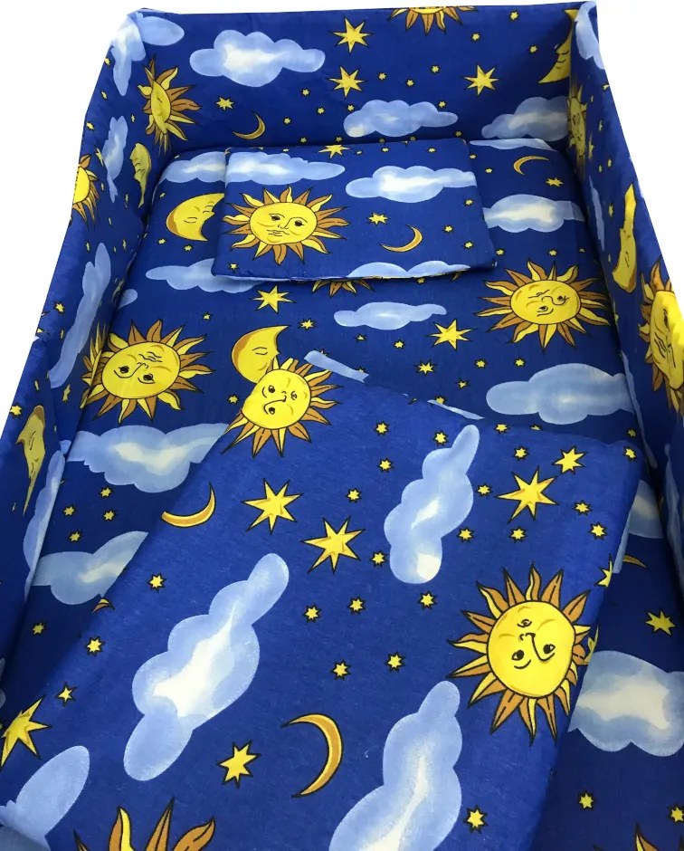 Lenjerie patut cu 5 piese Soarele si luna 120x60 cm