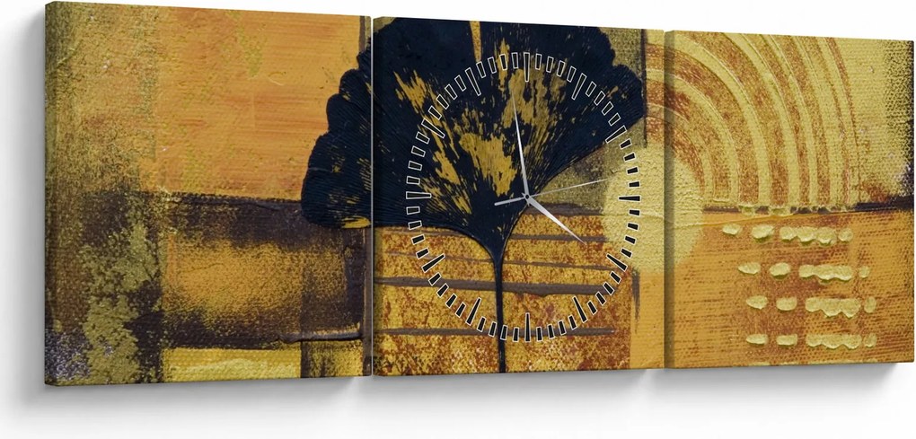 Tablou - Frunza ginkgo (cu ceas) (90x30 cm)
