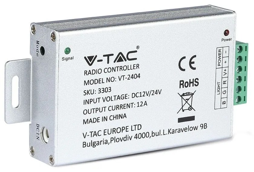 Controller banda LED RGB, 12-24V, 12A, V-TAC