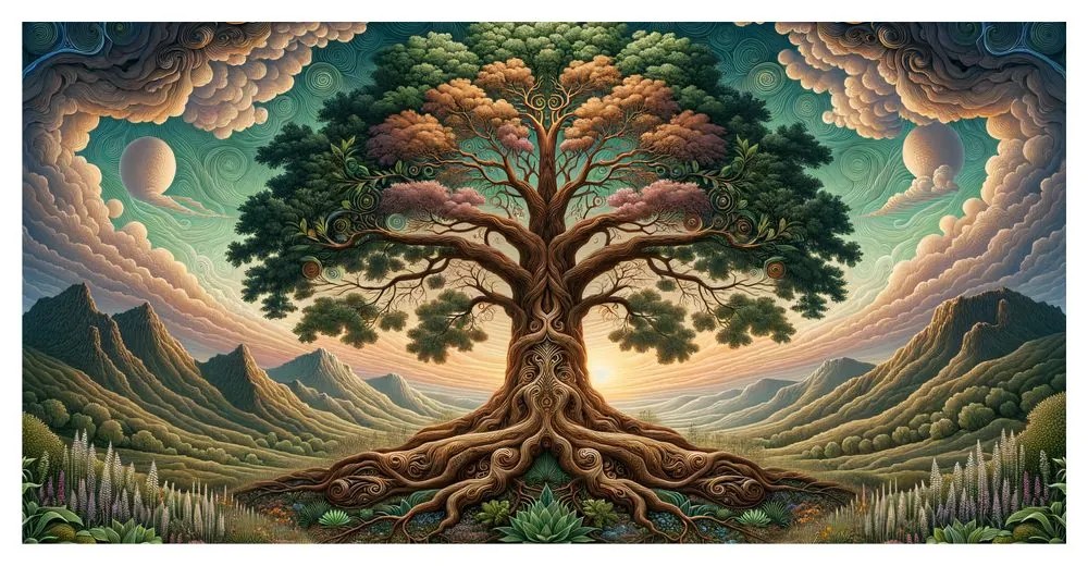 Tablou arborele vieții misterios sub cer