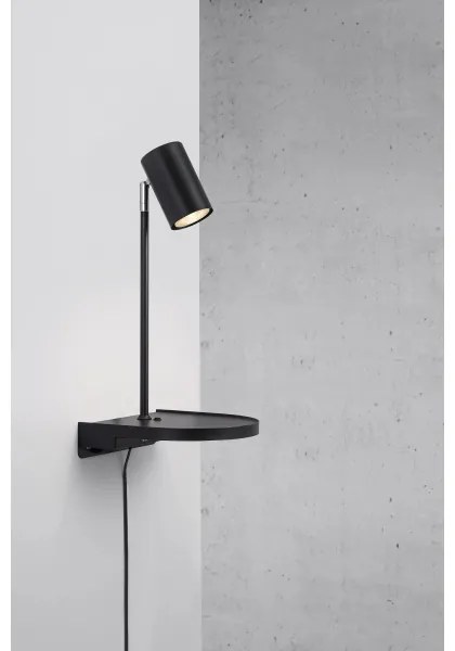 Nordlux - Lampă de perete CODY cu poliță, 1xGU10/15W/230V, neagră