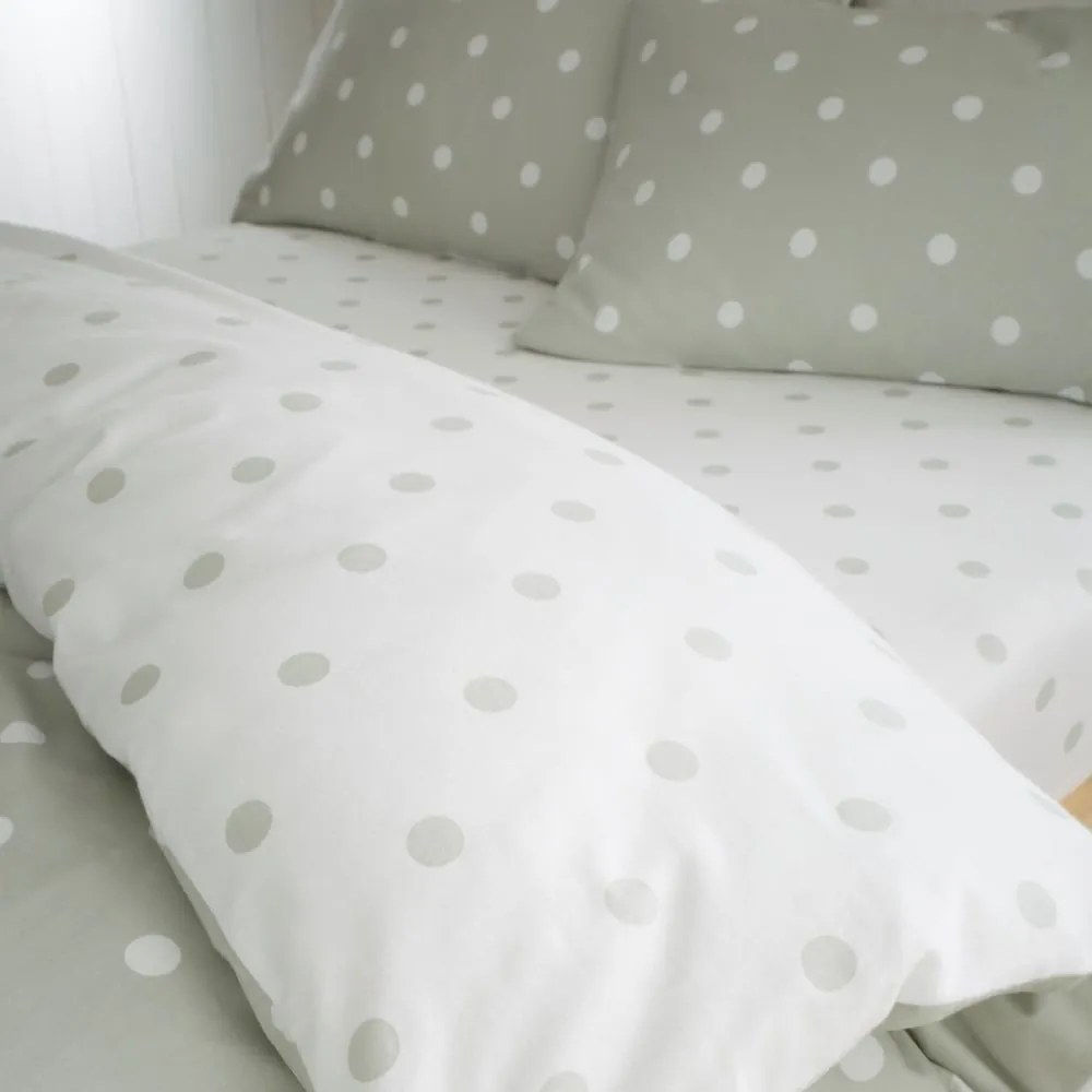 Cearceaf alb-verde din flanelă cu elastic 150x200 cm Polka Dot – Catherine Lansfield